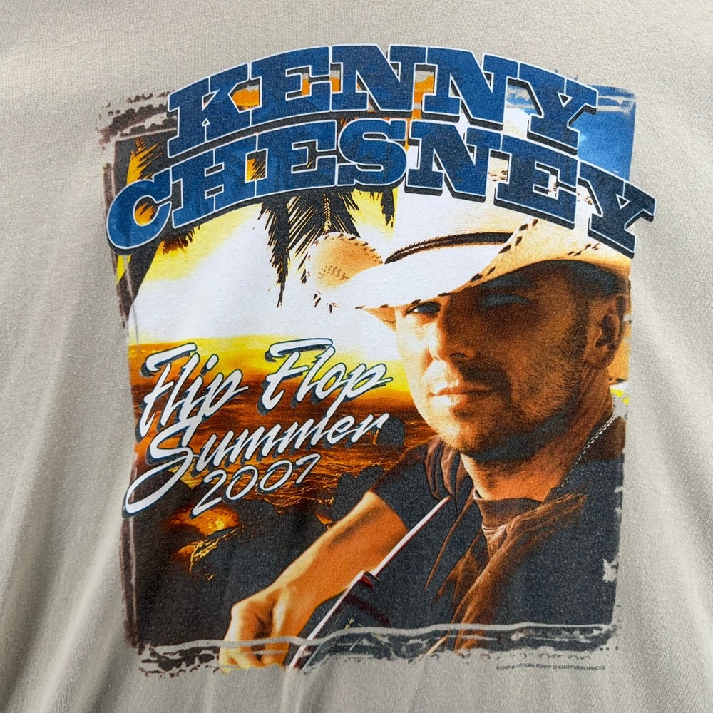Kenny Chesney Flip Flop Summer Tour 2007 T-Shirt Tan Men 2XL Gildan Ultra Cotton - Picture 5 of 16